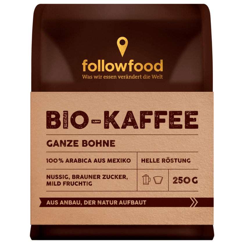 followfood Bio Kaffee ganze Bohne 250g